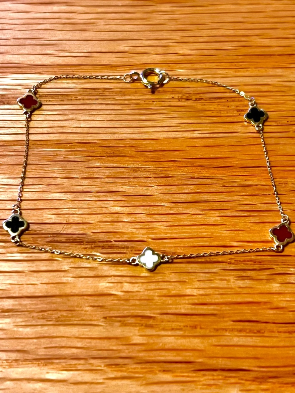 14k Gold Multicolor Clover Bracelet